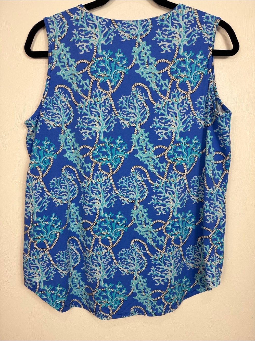 Lulu-B Coral Reef Rope Print Sleeveless Stretch Tank Top Blue Size L - Picture 3 of 9